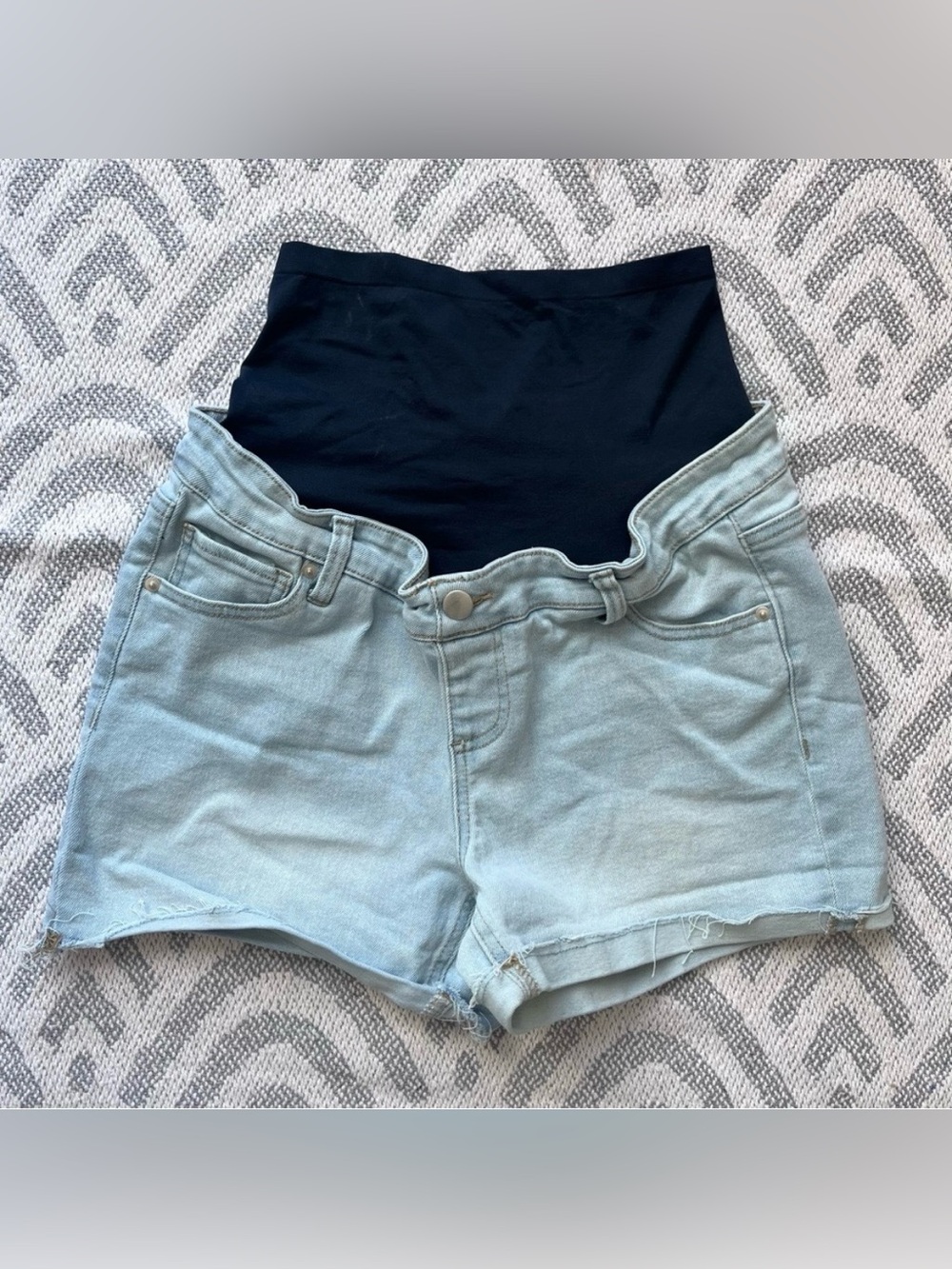 Time And Tru Maternity Denim Jean Shorts Full Panel Medium 8-10